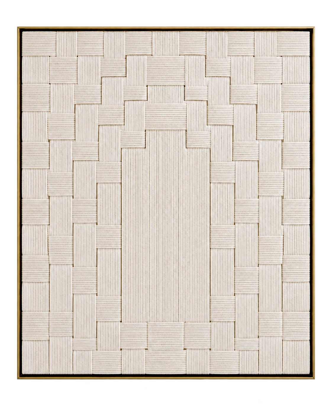 Concept: ivory step-like arches made from directional thread fields in a slim straight brass frame